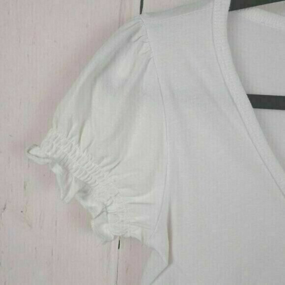 💰3/$25 Papaya Women's Crop Top Topper White Shirred Ruched Sleeves Jrs S NWT - Picture 5 of 7